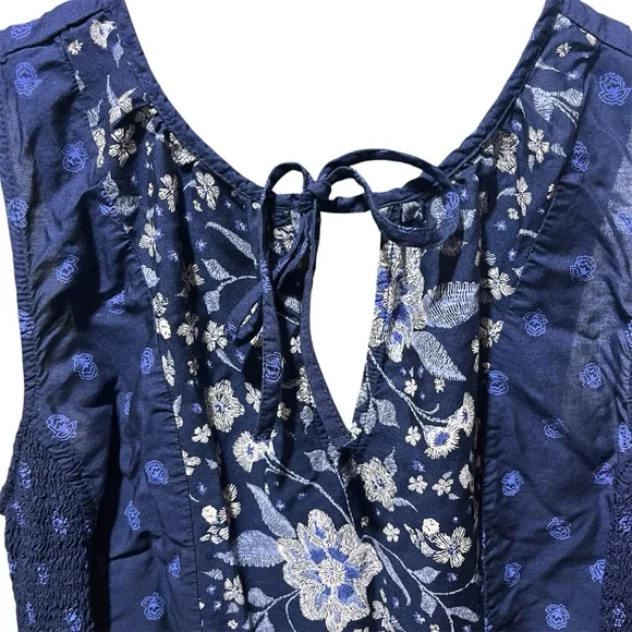 Old Navy Navy Blue Floral Maxi Dress Boho Festival Medium - Picture 3 of 14